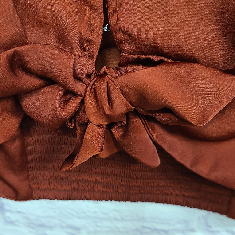 Free People Rich Red Tie-Front Blouse - Picture 9 of 10